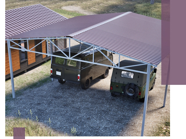 Двускатные навесы под ключ в Большой Камне — изготовление и монтаж