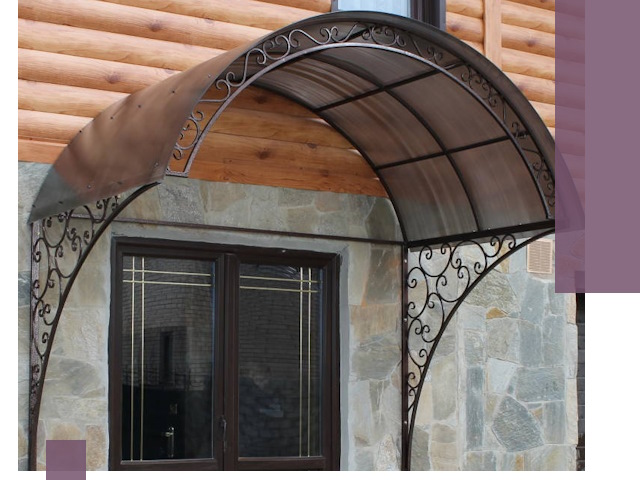 Арочные козырьки под ключ в Большой Камне: изготовление и монтаж